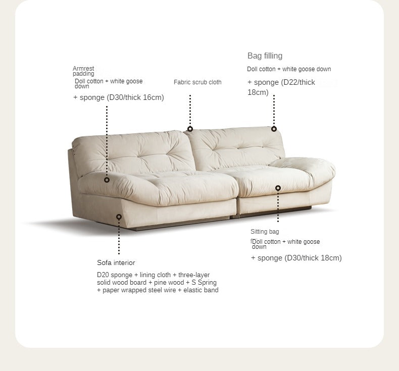 Fabric straight cloud sofa