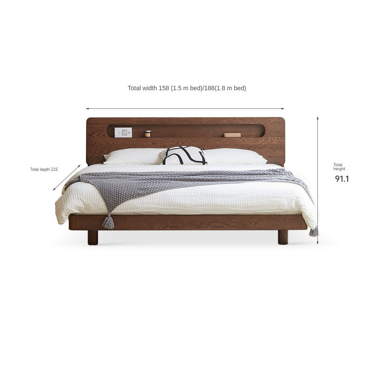Oak Solid Wood Suspension Luminous Bed"