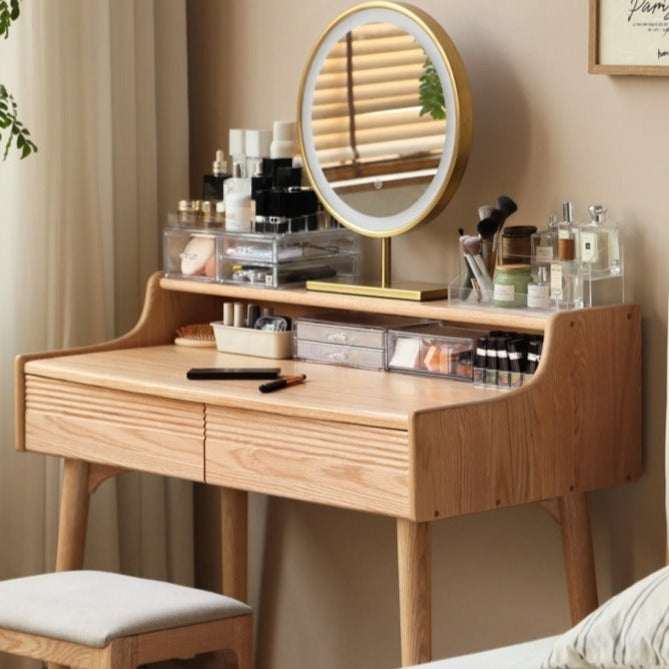 Oak Solid Wood Dressing Table, Computer Desk-