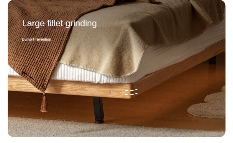 Oak Solid Wood Bed Suspended Soft Bed with Light