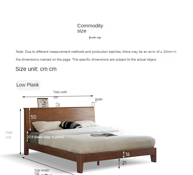 Ash, Oak solid wood bed Nordic modern simple bed