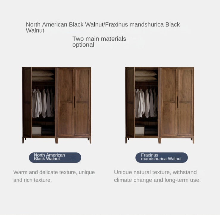 Ash Solid Wood walnut color Wardrobe: