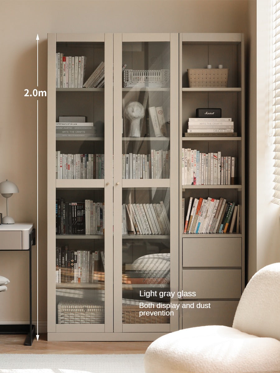 Poplar solid wood bookcase light luxury style<