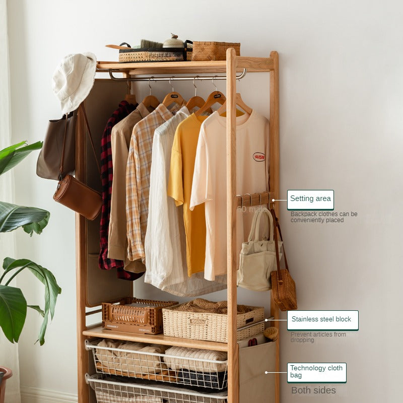 Oak solid wood rack integrated clothes hanger