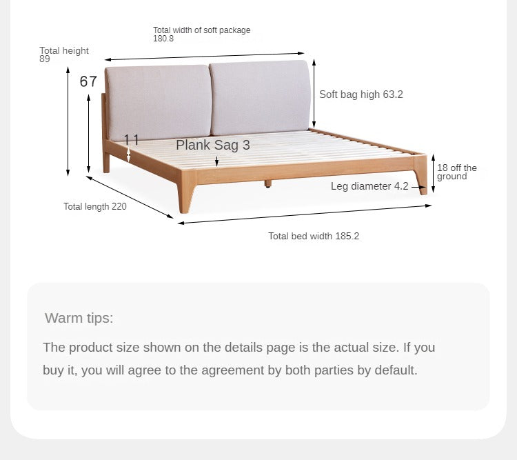 European Beech solid wood soft bed<