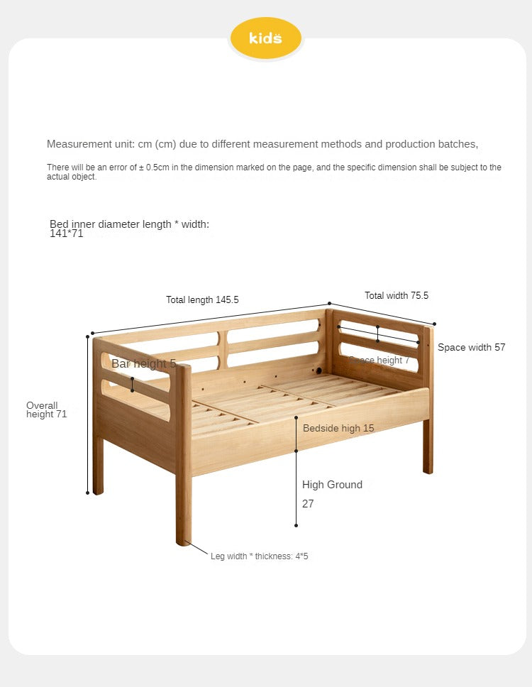 Solid wood children's splicing bed