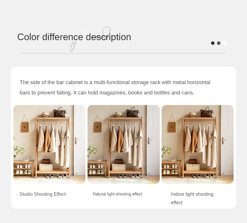 Oak, Ash solid wood hanger for small bedroom floor standing storage rack