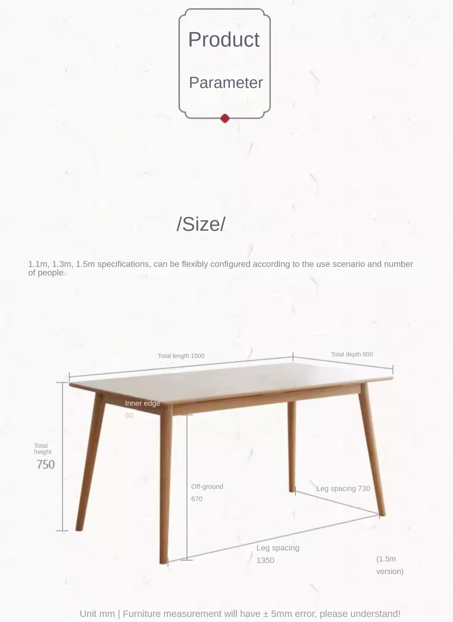 Ash solid wood dining table :