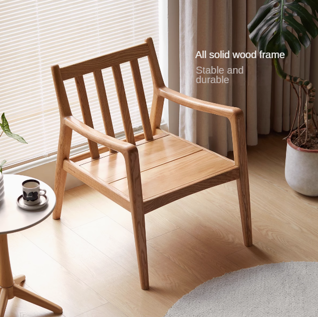 Oak Solid Wood Modern Backrest Cross-legged chair