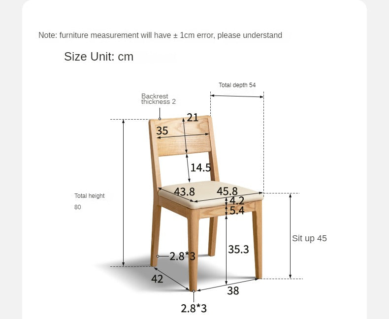 4 pcs set Oak Solid Wood Soft Packed Dining Chair