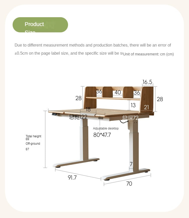 Oak solid wood children's electric lifting tilts study desk"