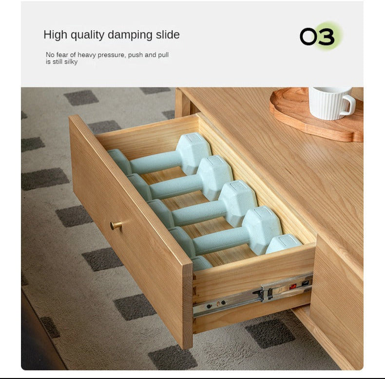 Ash Solid Wood Modern Rock Plate Coffee Table
