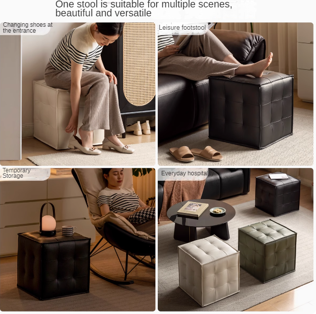 Genuine leather modern makeup stool