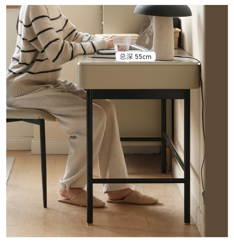 Poplar Solid wood double-draw desk light luxury -
