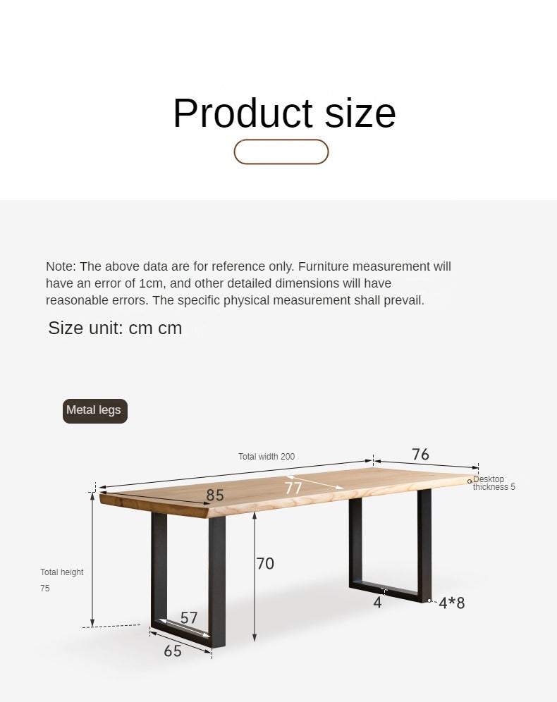 Ash solid wood large board natural edge dining table