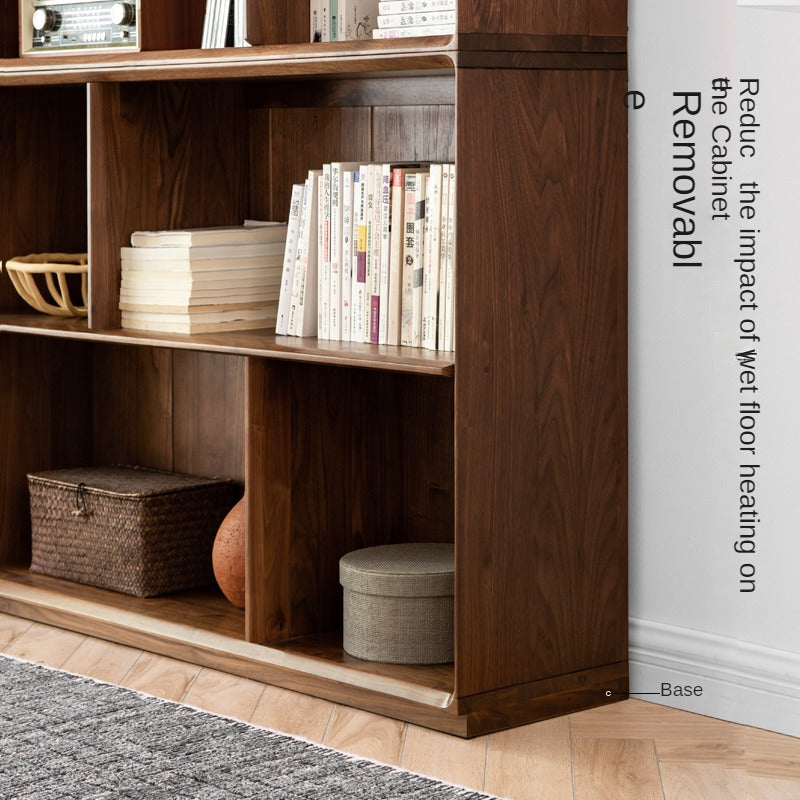 Black Walnut Solid Wood Floor-standing Low Bookcase<