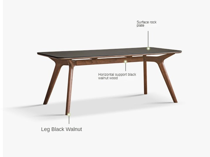 Rock slab dining table Black Walnut Solid wood "