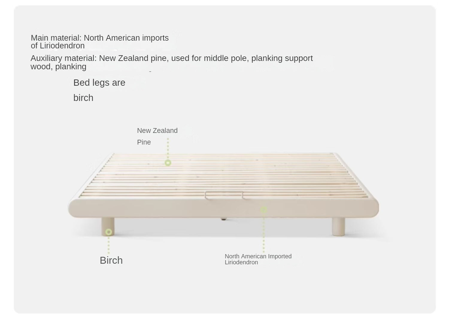 Poplar solid wood cream style Platform Bed<