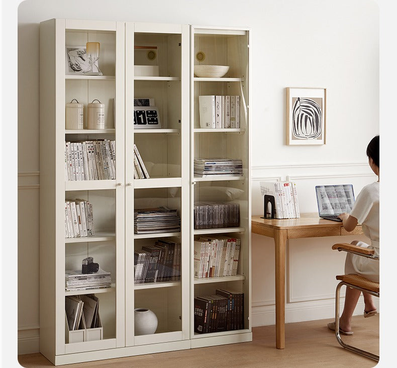 Poplar Solid Wood Bookcase Cream Style