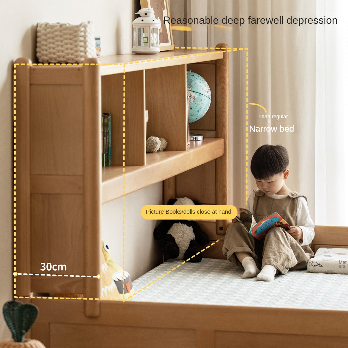 Beech solid wood children's multifunctional bed