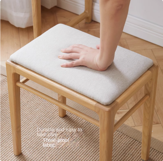 Ash solid wood Nordic soft makeup stool