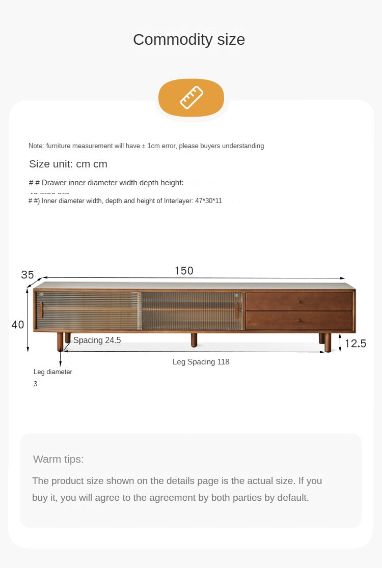 Beech solid wood TV cabinet: