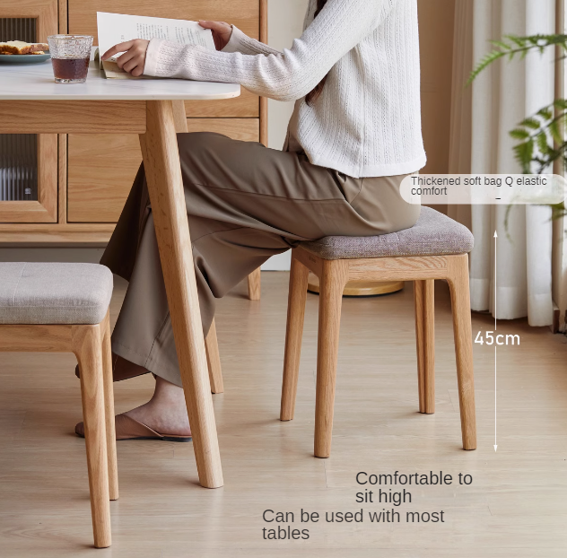 Oak solid wood comfortable soft pack dining stool