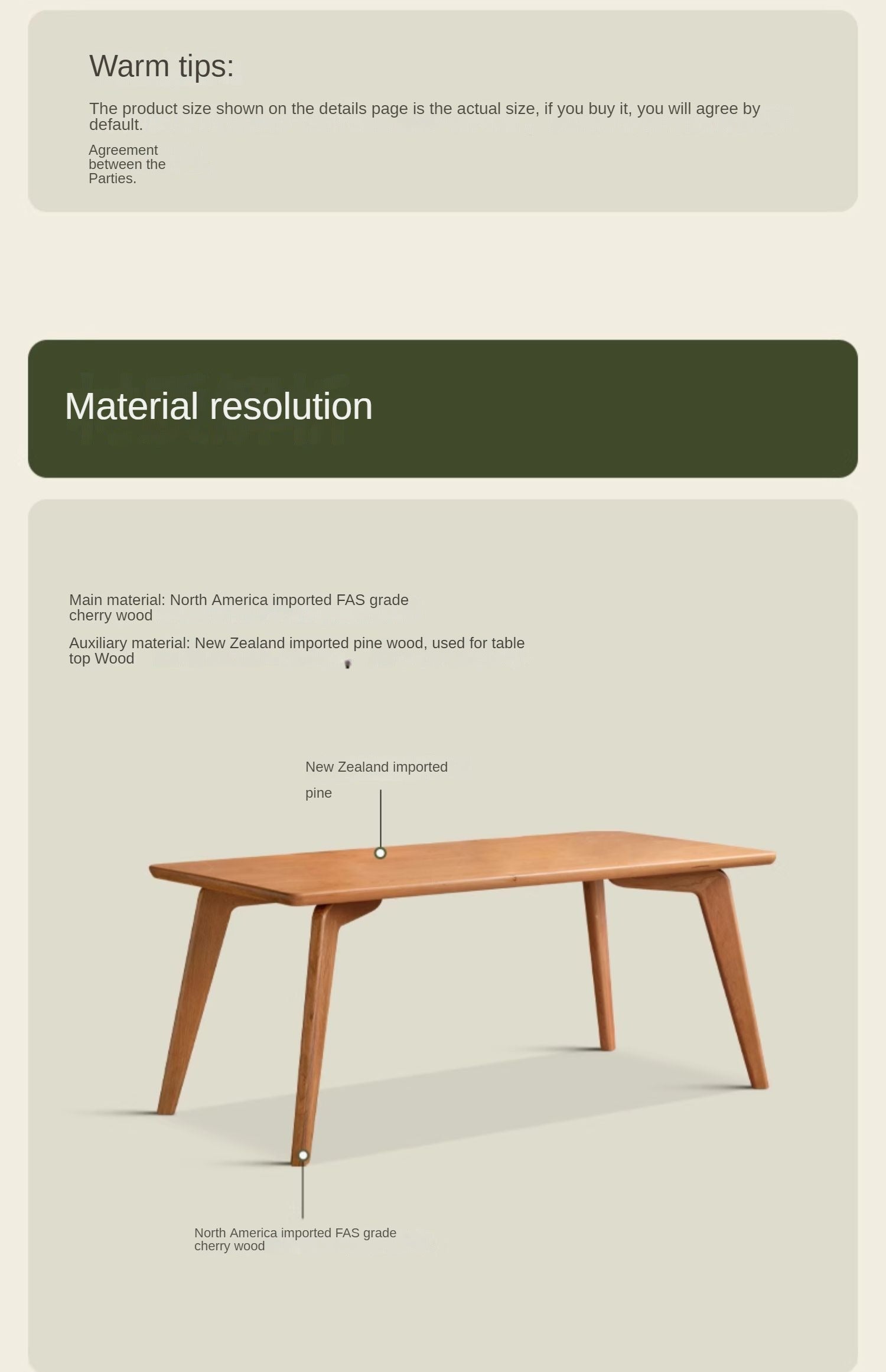 Сherry wood solid wood modern dining table