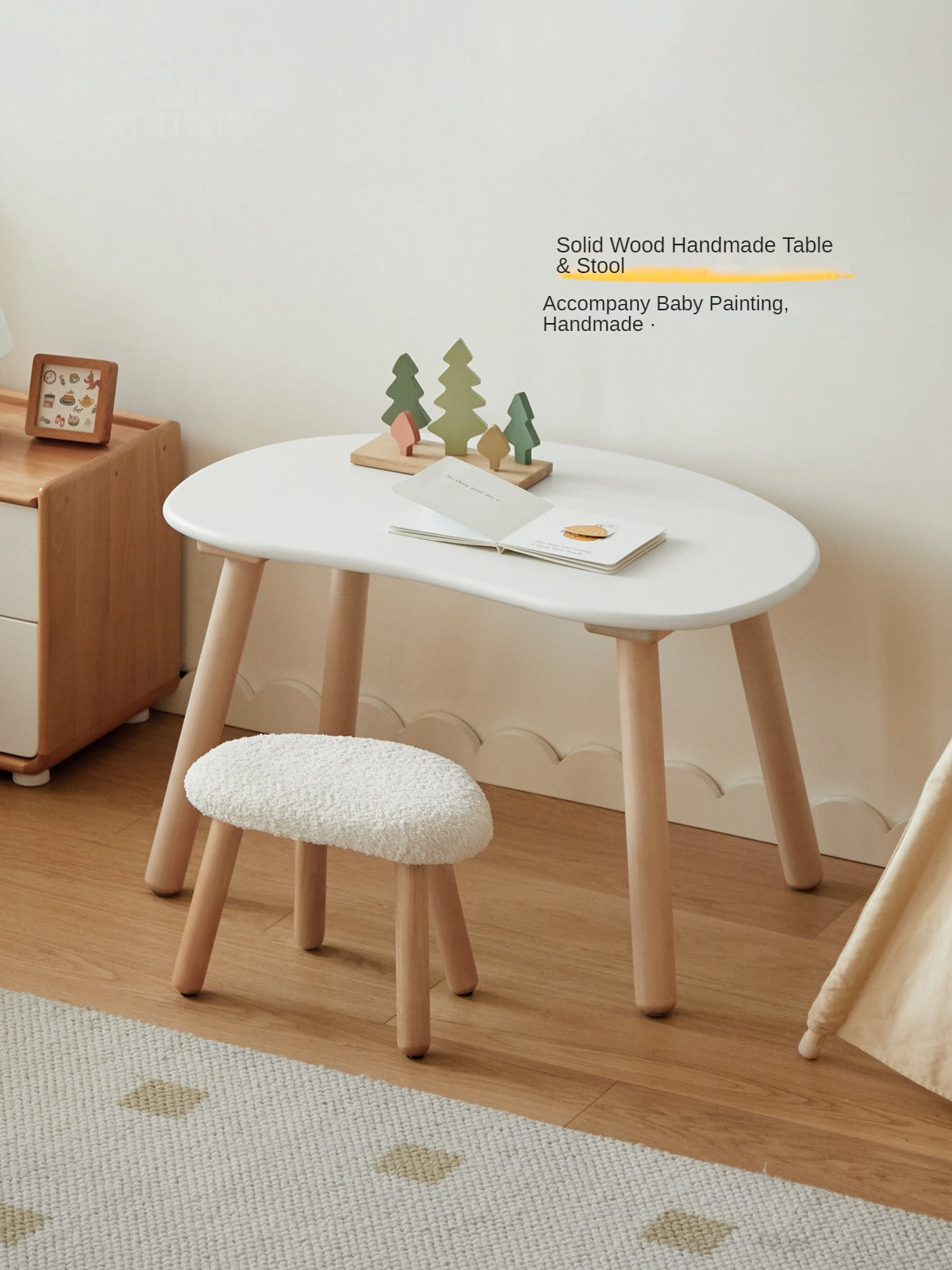 Birch solid wood handmade children's study peanut table