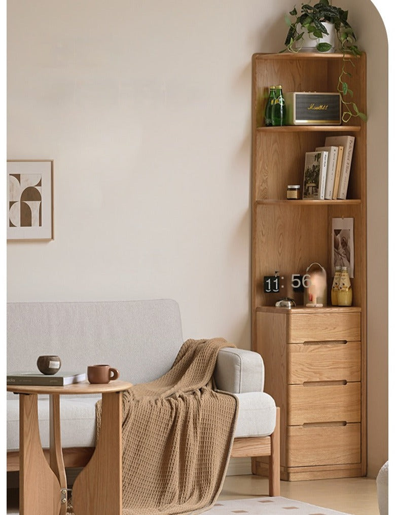 Corner cabinet  floor-to-ceiling bookcase Oak solid wood"-