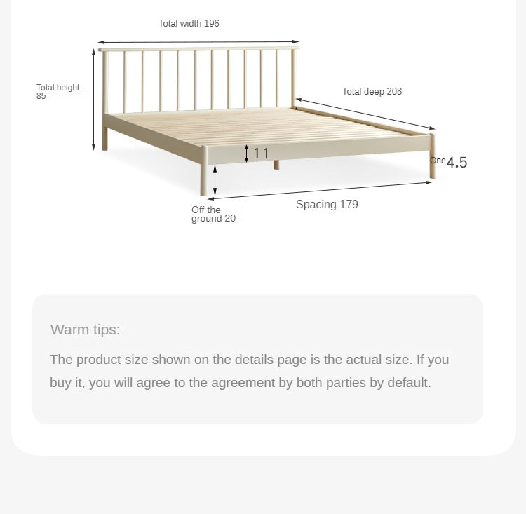 Pine solid wood bed Nordic light luxury white bed