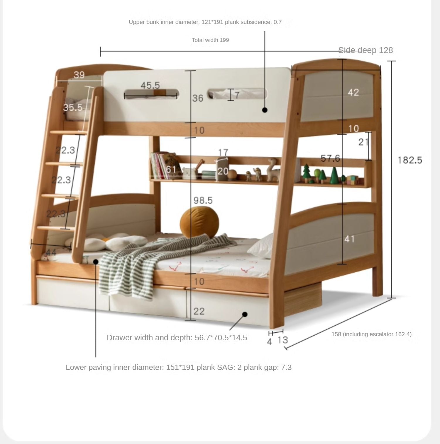 Poplar solid wood Children's multifunctional Bunk Bed.