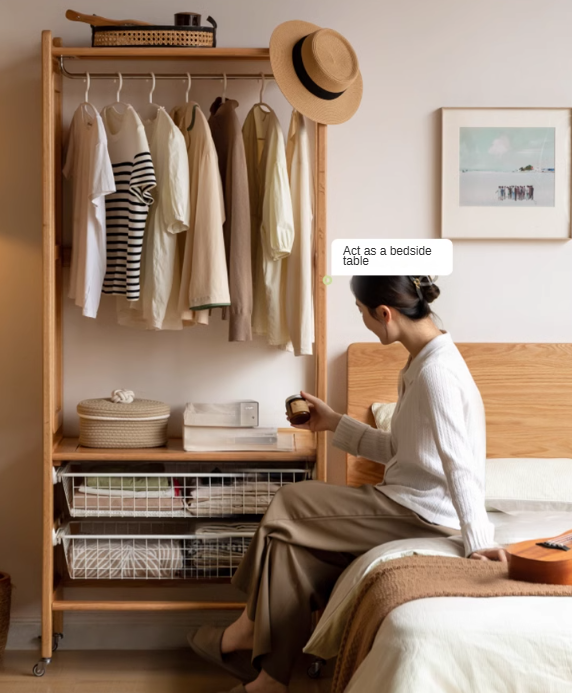 Oak Solid Wood Rack Integrated Clothes Hanger