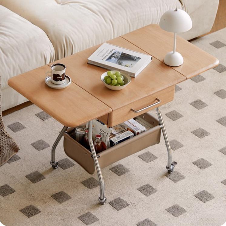 European Beech solid wood modern mobile tea table