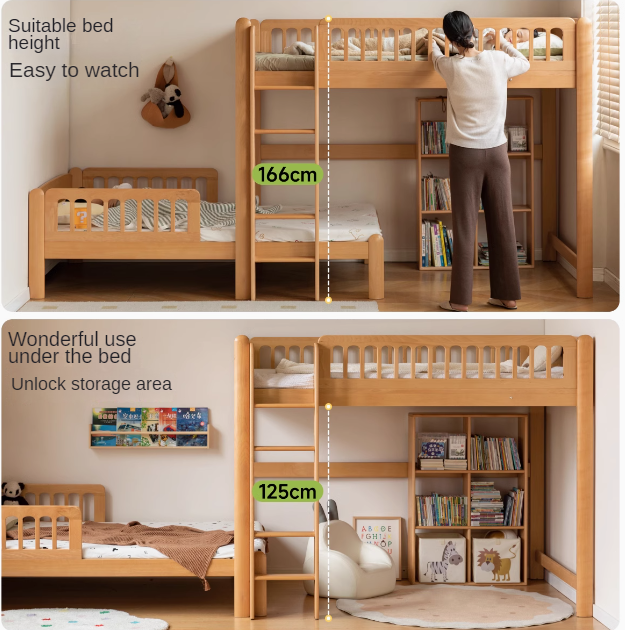 Beech solid wood children's bunk bed