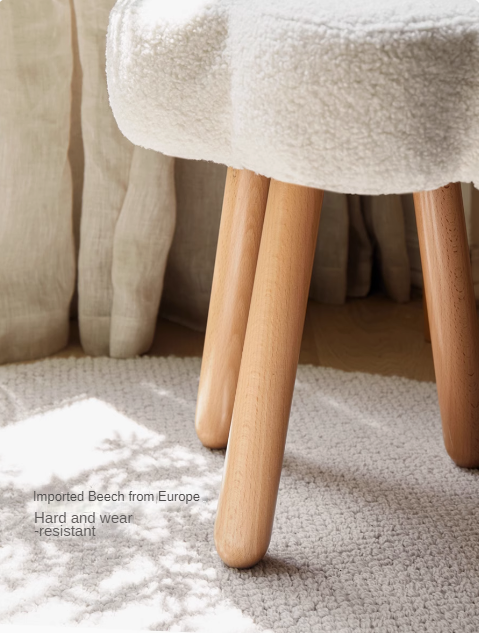 Beech, birch solid wood Nordic lamb velvet cloud makeup stool