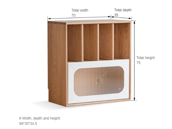 Oak solid wood cream style module combination bookcase