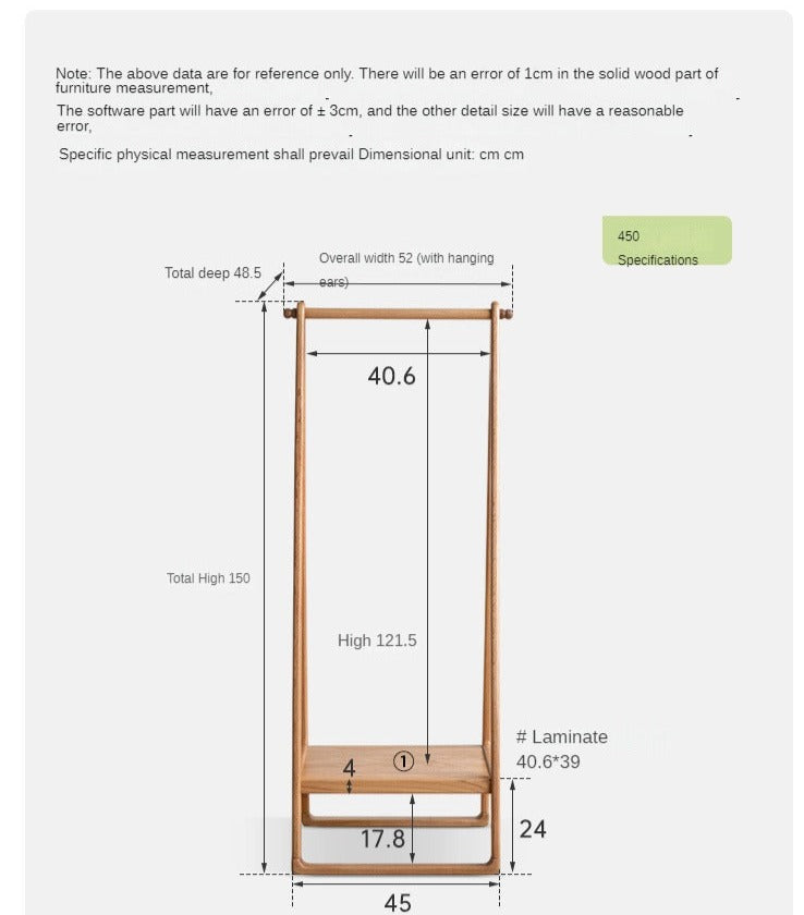 Oak solid wood hanger Nordic home floor coat rack<