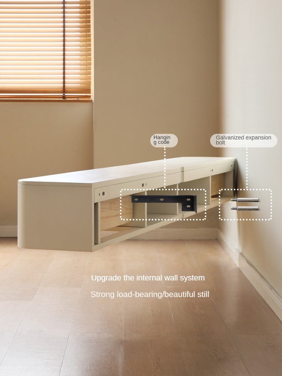 Poplar solid wood integrated suspended TV cabinet: