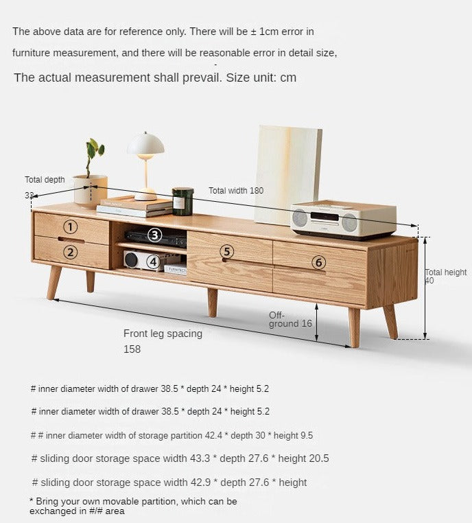 TV stand sliding doors Oak solid wood"
