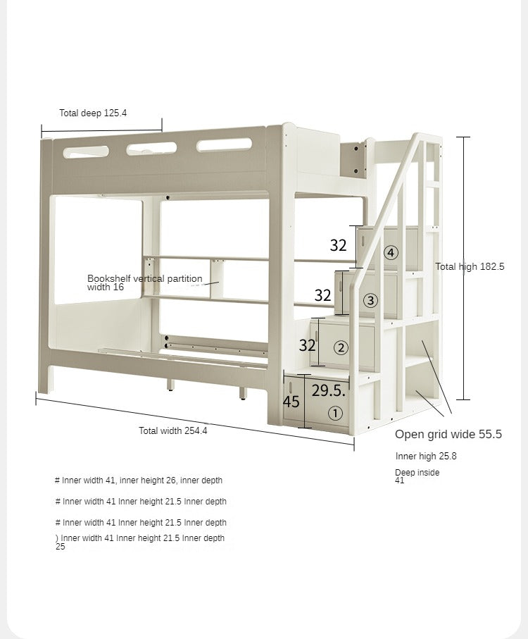 Poplar solid wood bunk bed cream style<