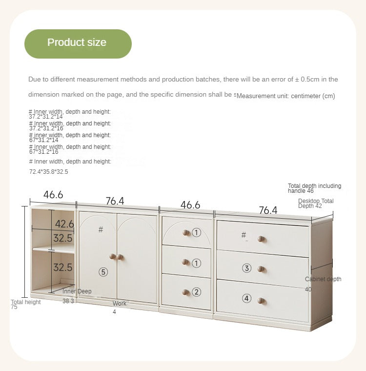 Pine solid wood cream style Kids Dresser, chests, storage cabinet