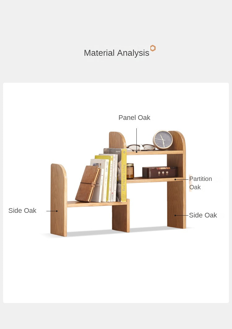 Oak Solid Wood Small Bookcase Simple Study Telescopic Organizing Shelf Nordic<