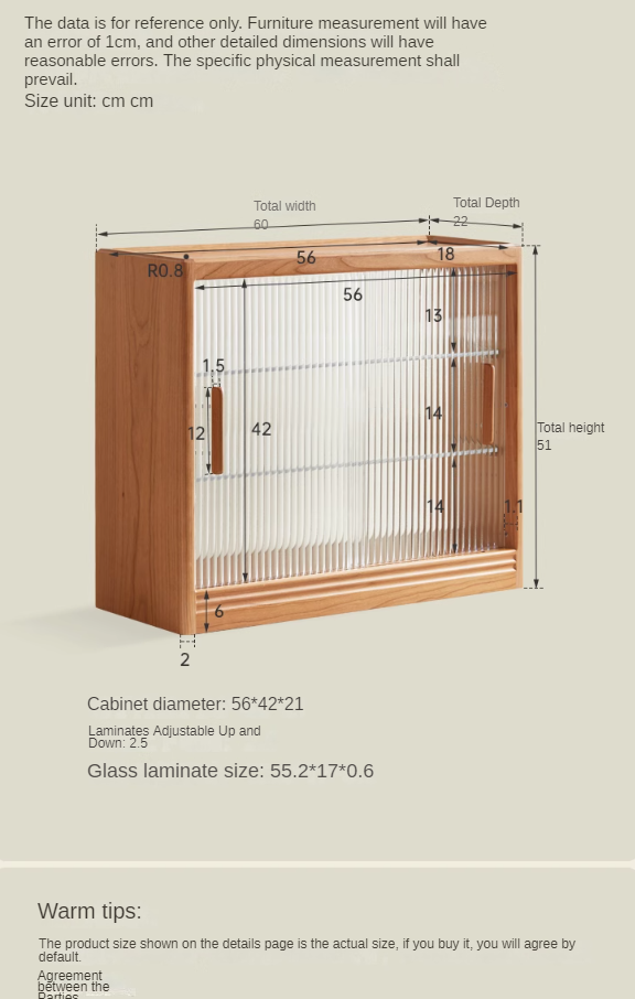 Cherry Solid Wood Glass Sliding Door Sideboard