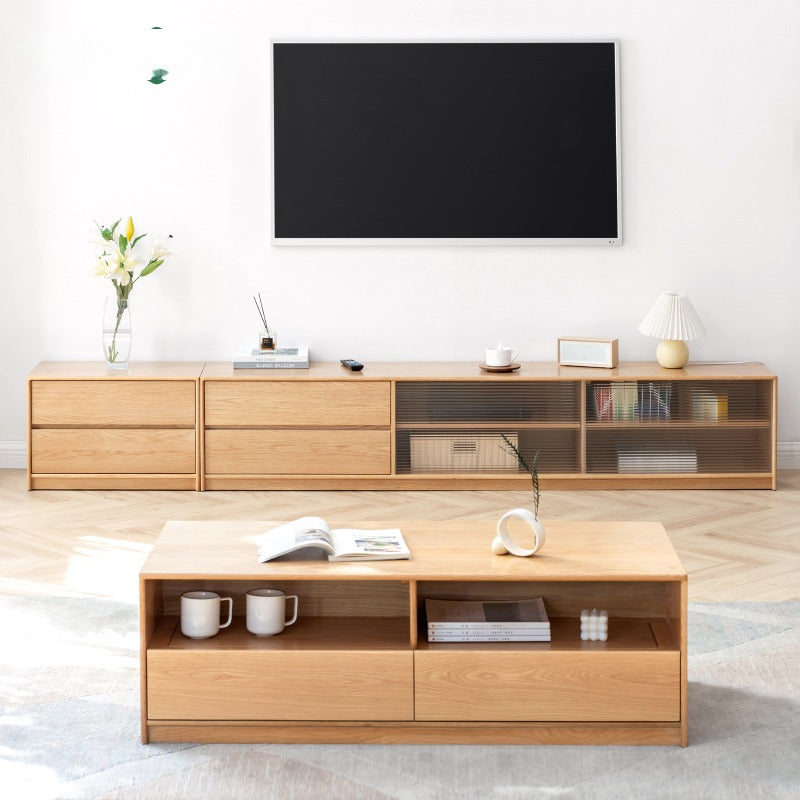 Oak solid wood TV side cabinet"