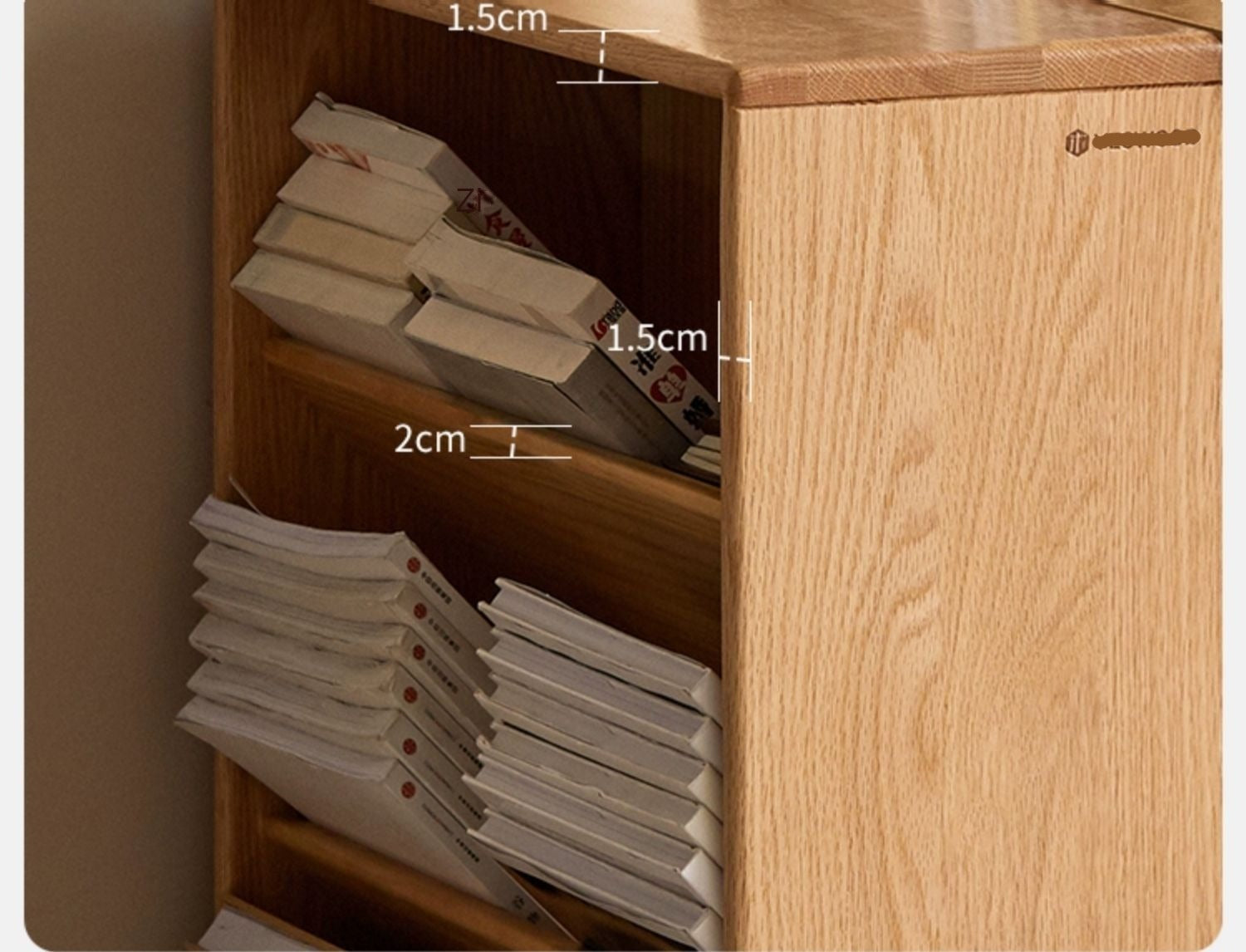 Oak solid wood small book rack against the wall