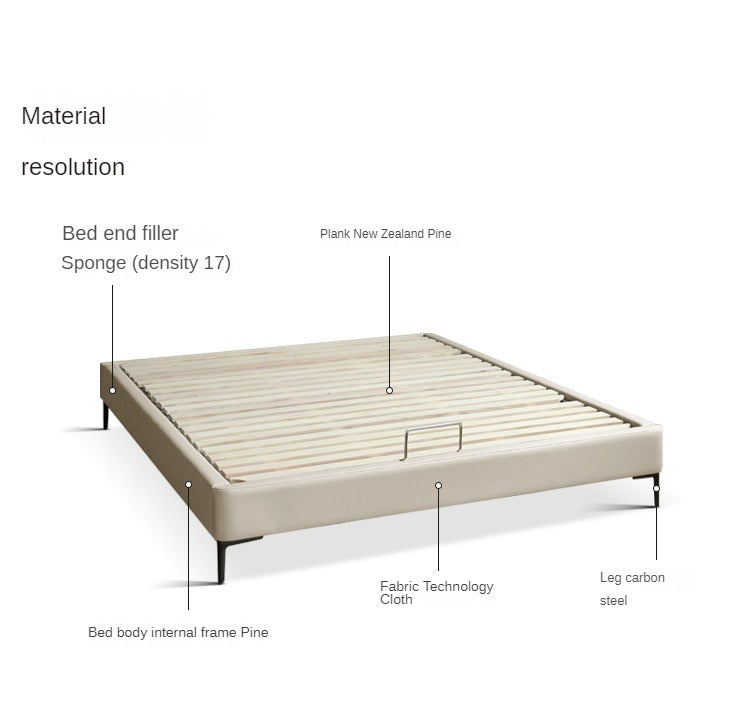 Technology Fabric platform bed, headboard-free bed Cream Style