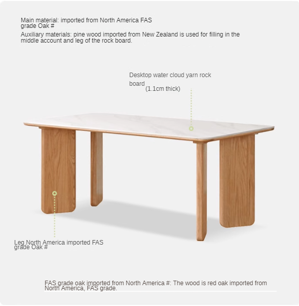 Oak Solid Wood Modern Dining Rock Table