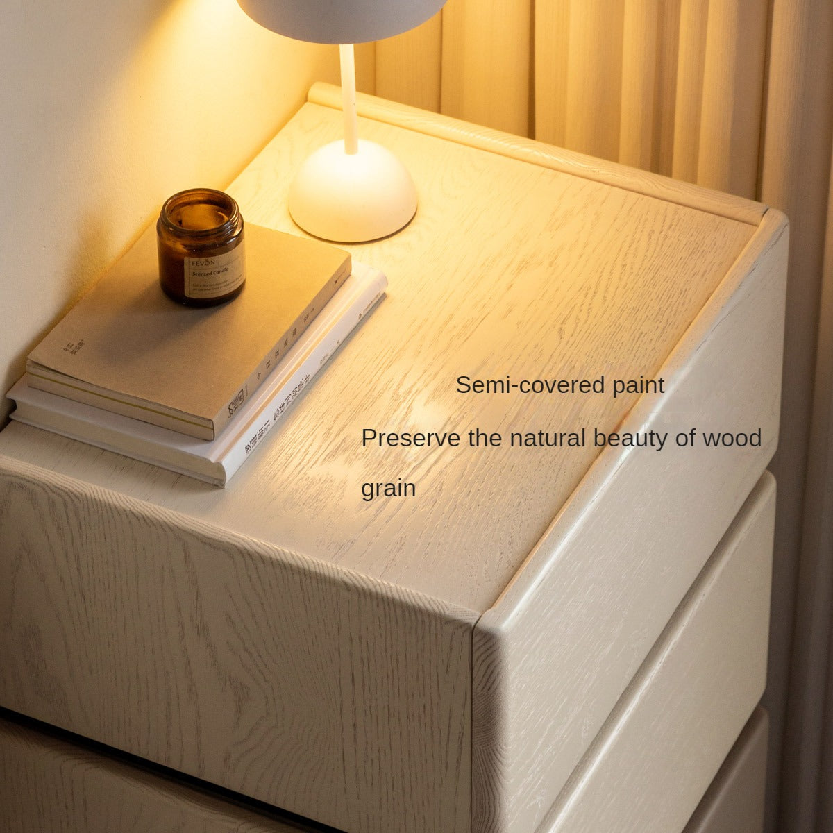 Oak solid wood side cabinet Bedside table light luxury)