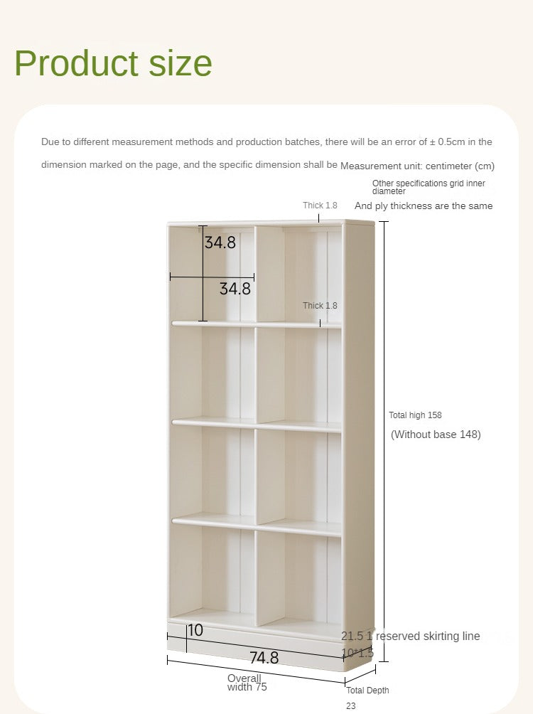 Rubber Solid Wood Cream Style Children's Bookcase Free Combination